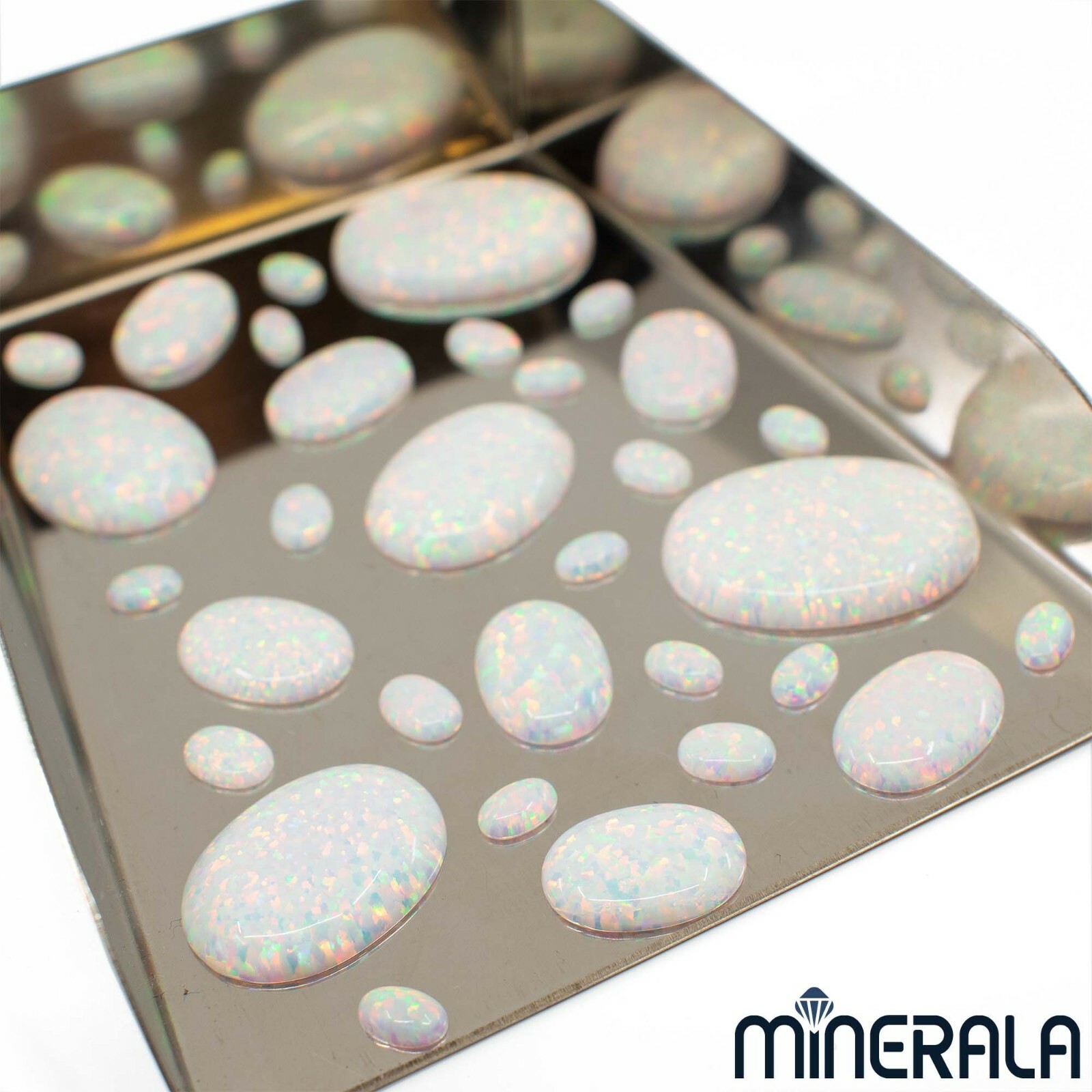 [WHOLESALE] WHITE SYNTHETIC LAB CREATED OPAL OVAL CABOCHON 3x5mm-18x25mm WP00065