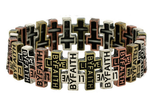 4030014 Live By Faith Weaving Cross Stretch Bracelet Christian Inspirational …