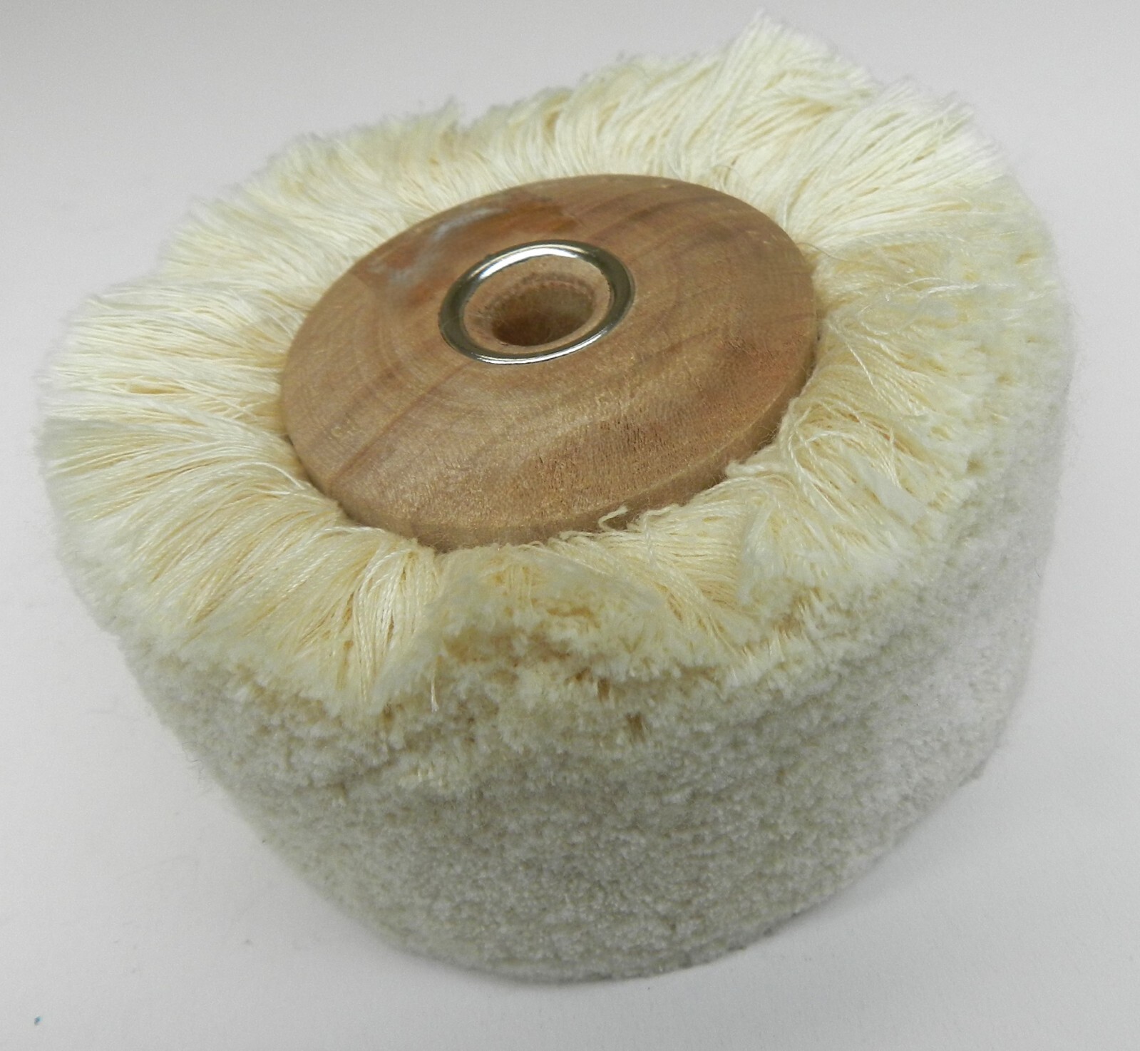 Cotton Yarn String Buff 3” Polishing Buff with Wood Hub 2” Wide Surface