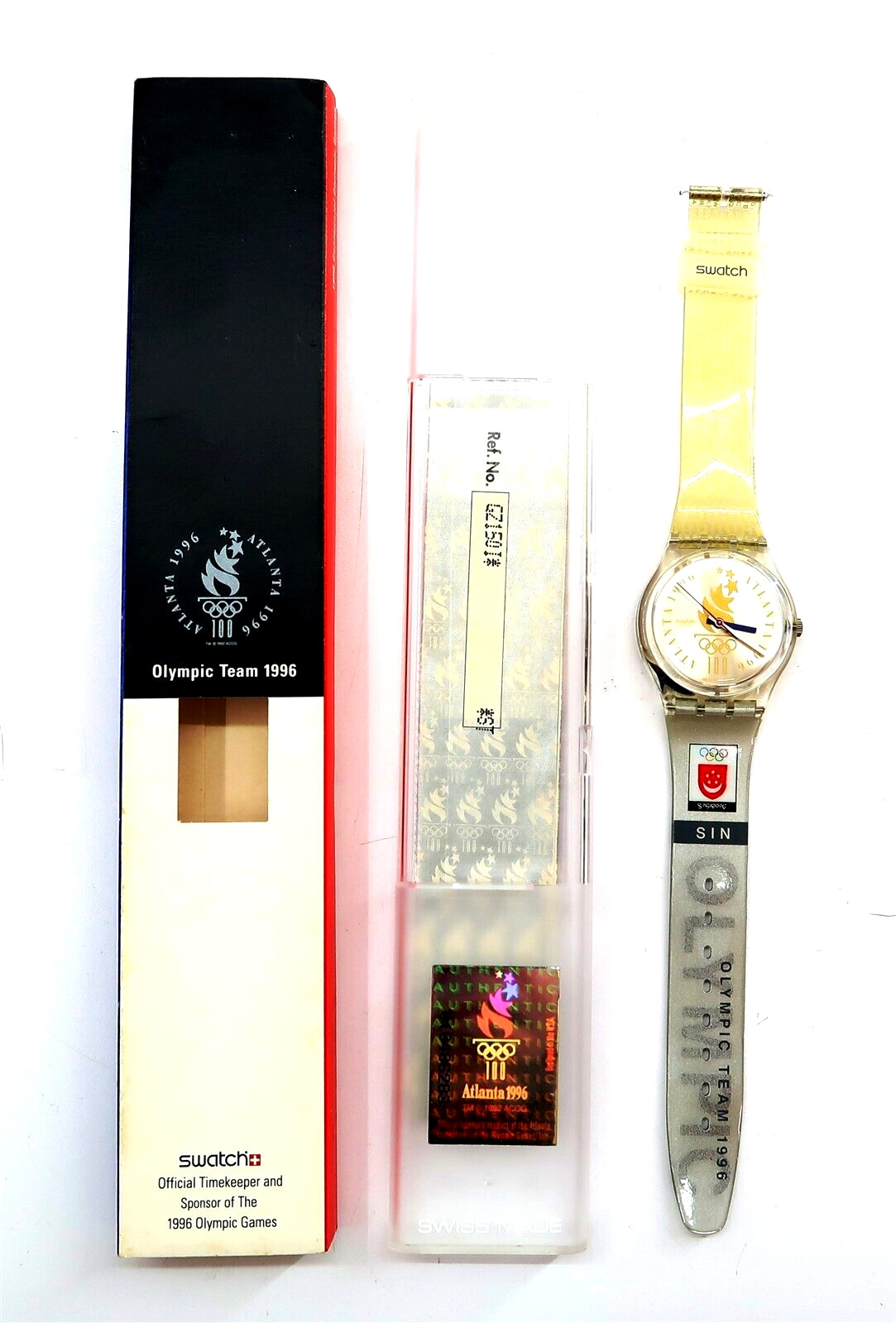 Swatch Watch SINGAPORE GZ150I New Olympic Team 1996 NOS Special Edition SIN