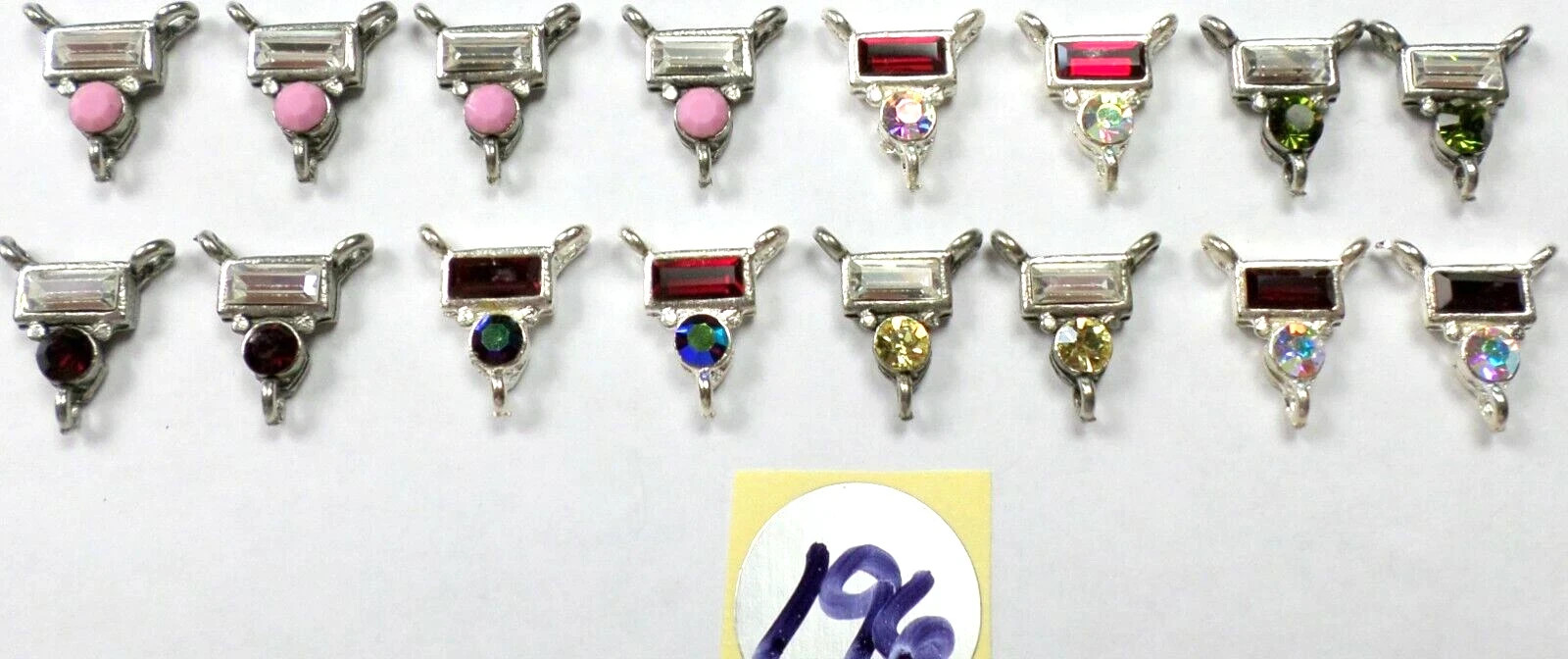 16 Made with Swarovski Colorful Rectangle Connector Pendant Earring 16x14mm