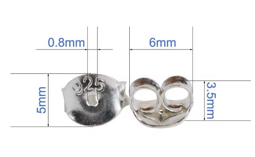 925 Sterling Silver ~20 PCS~ Replacement Butterfly Push Back Stud Earrings