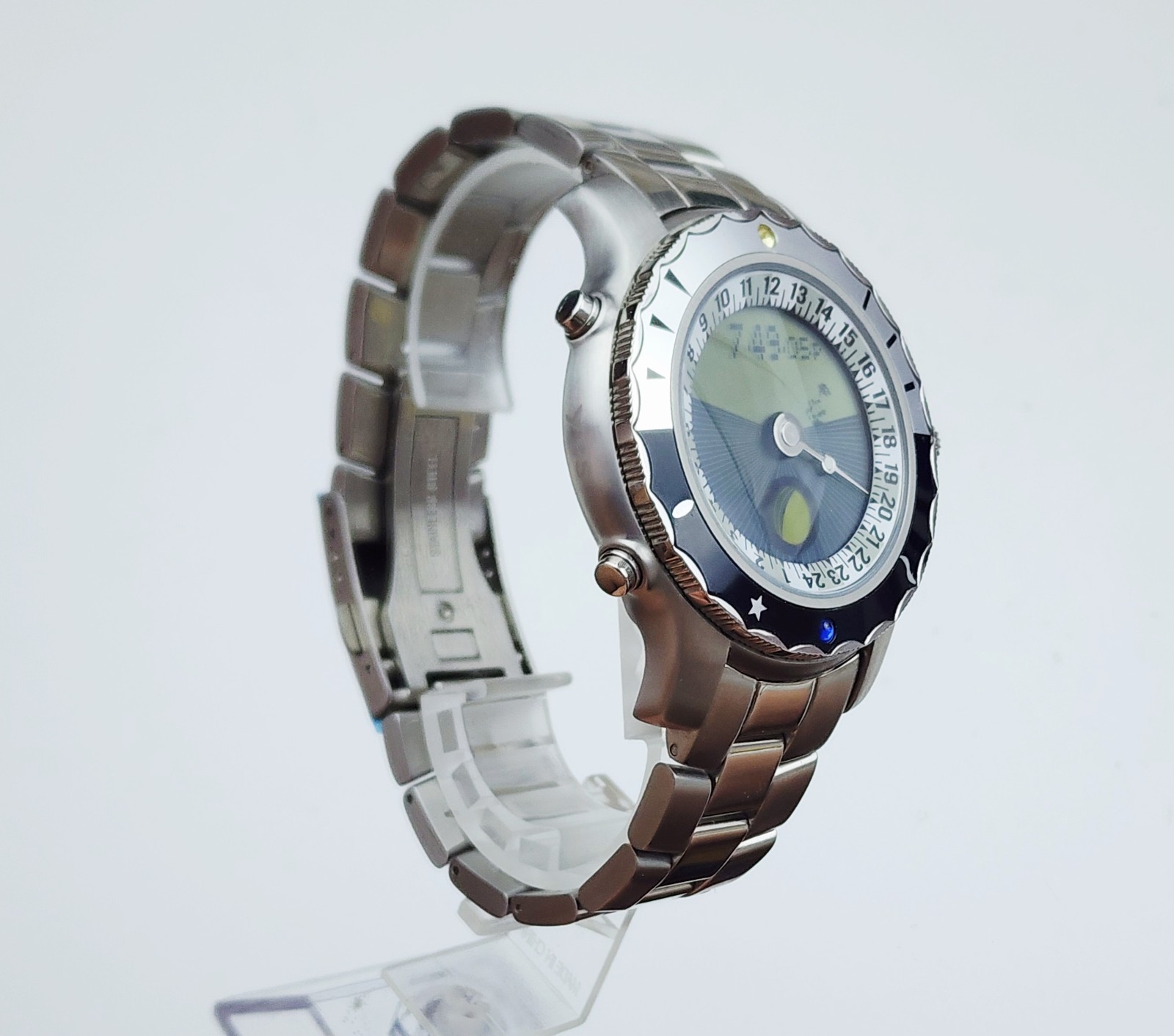 Men MOONPHASE ANALOG-DIGITAL Watch YES “Solstice”. Sunset/Sunrise. Alarm. In BOX