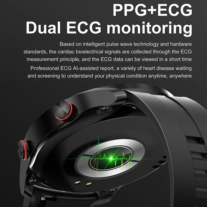 ECG PPG Smart Watch Bluetooth Call Fitness Tracker Heart+Rate Blood Pressure IP6