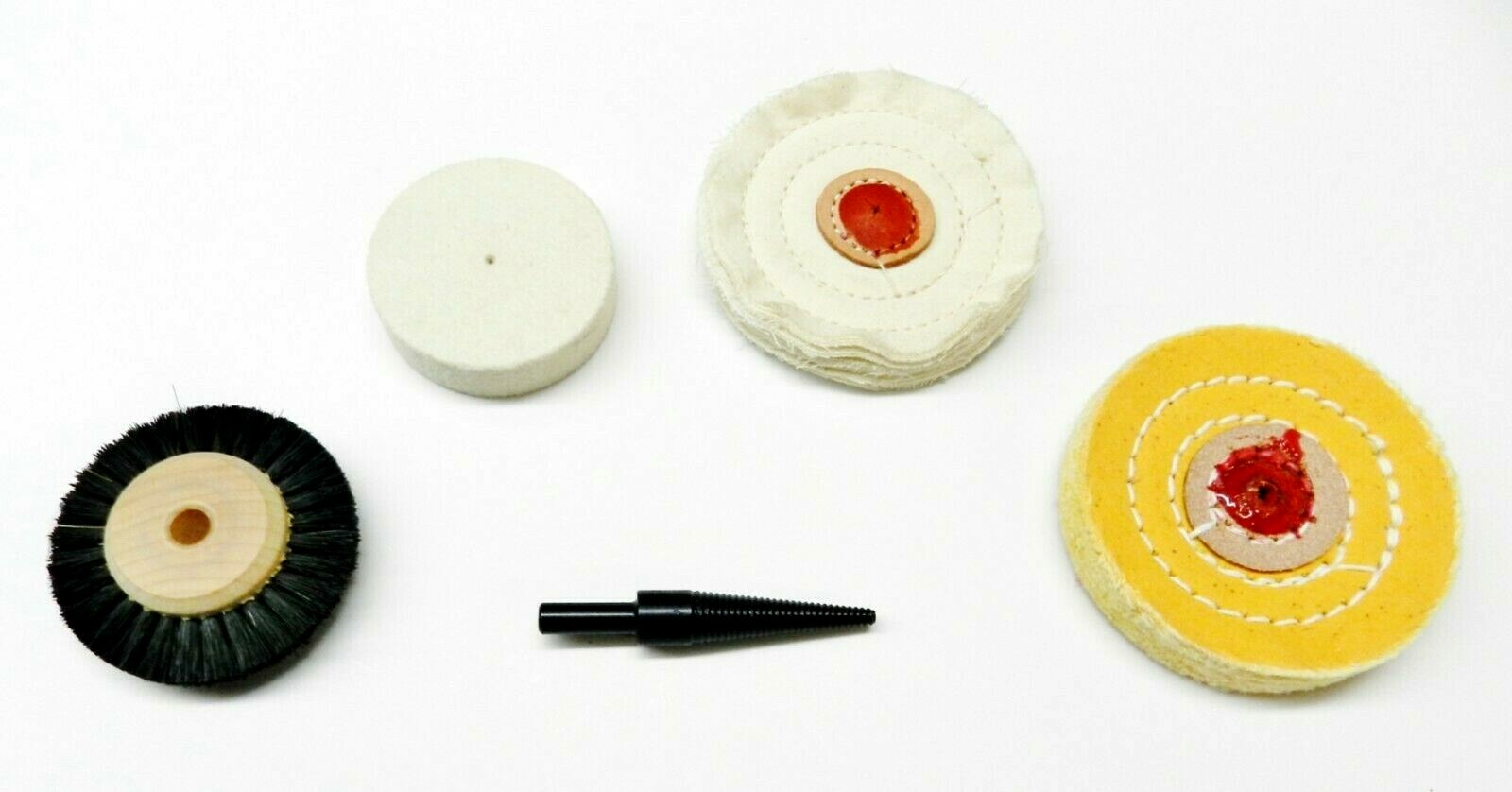 Polishing Buffing Wheel 5pc Set – Buffs Brush Felt Wheel & Tapered 1/4″Mandrel