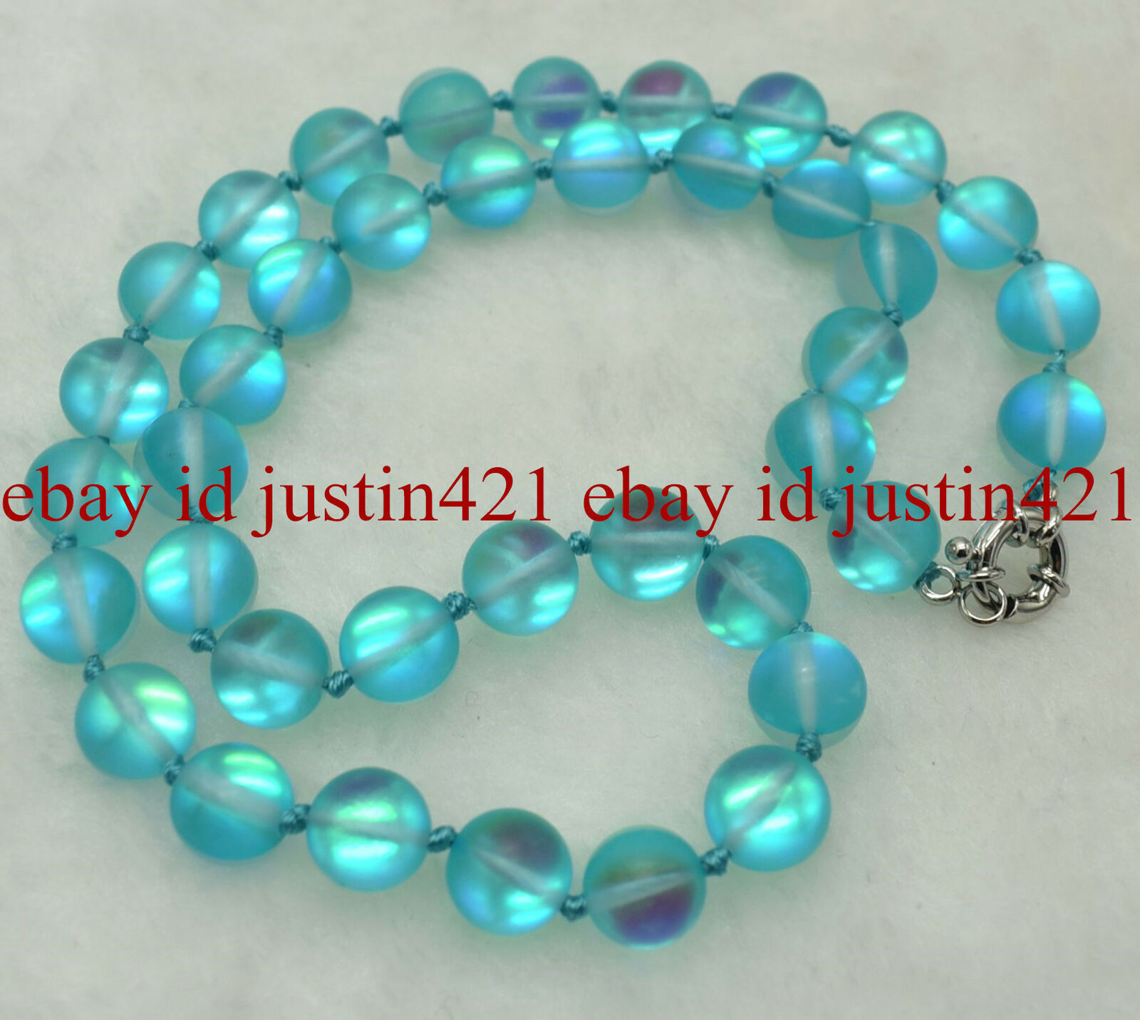 Natural 6/8/10/12mm Blue Gleamy Moonstone Round Gemstone Beads Necklace 18″ AAA