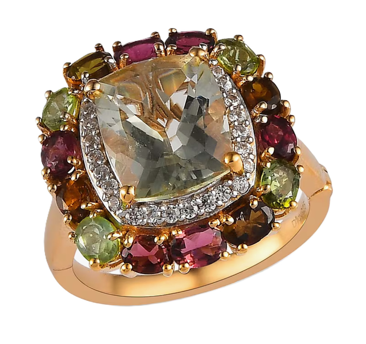 Statement AAA Montezuma Prasiolite Multi-Tourmaline Zircon 8 CTW Ring Size 9 NEW