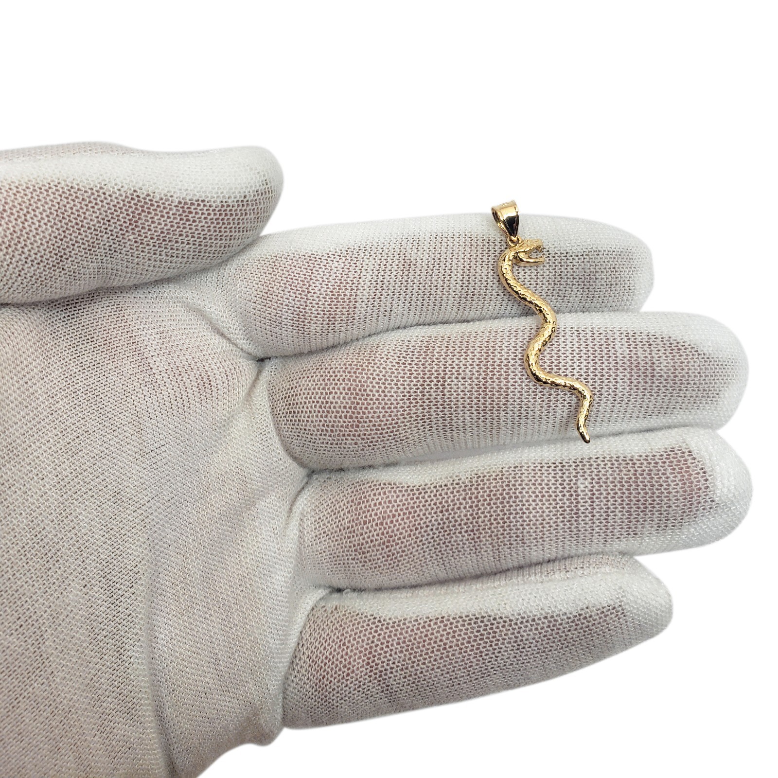 Solid 18K Yellow Gold Snake Pendant Charm, 1.5 grams, 1 1/2″ long