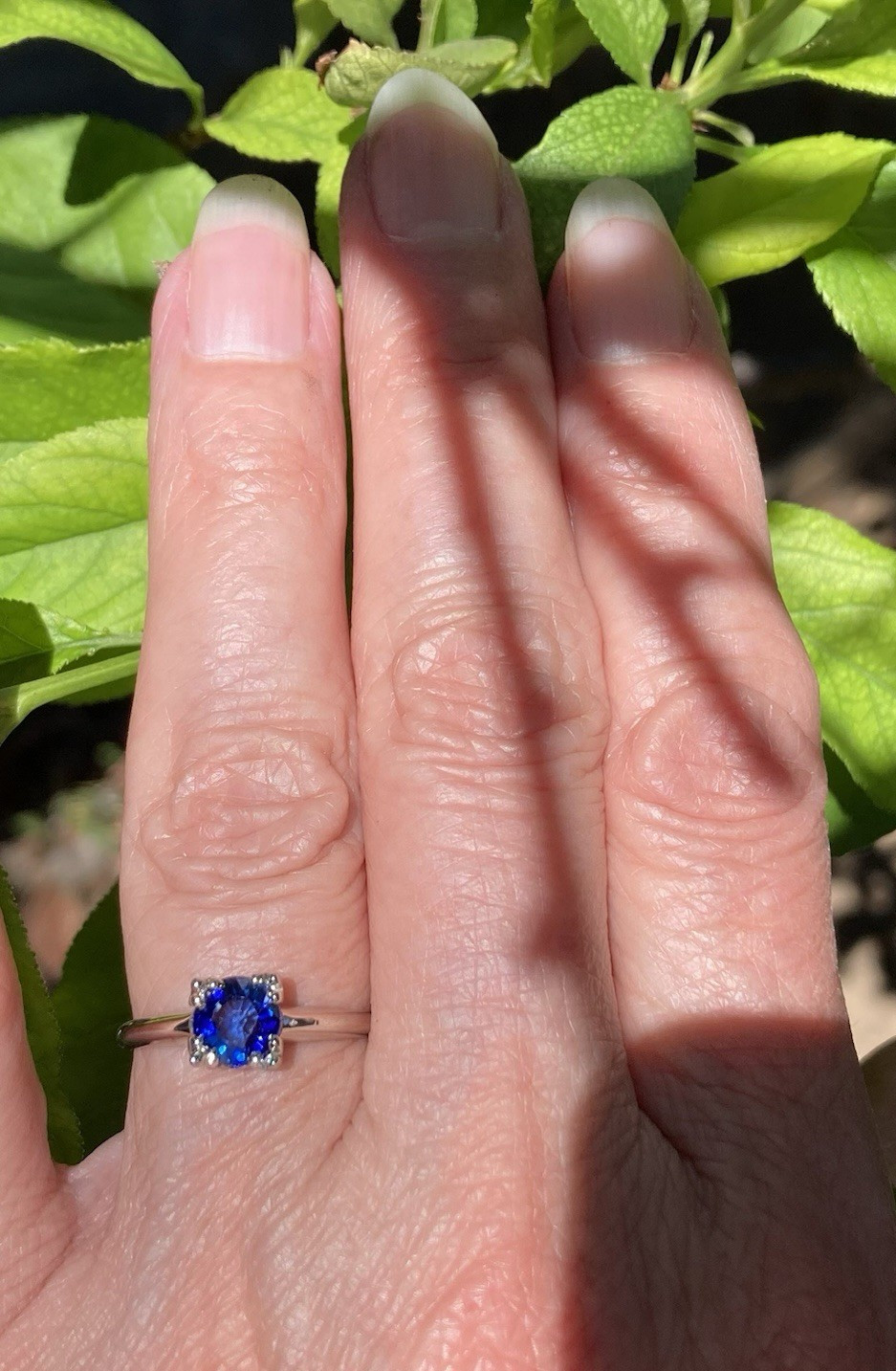 14k White Gold 1.04 Ct Ceylon Blue Sapphire Solitaire Ring Size 6.5