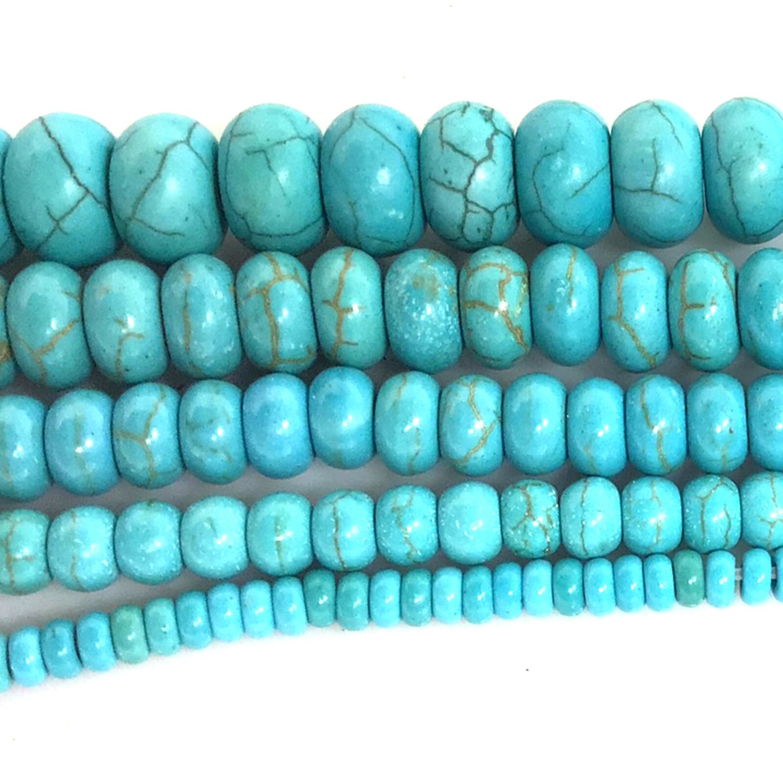 Blue Howlite Magnesite Turquoise Rondelle Bead 15″ strand 4mm 6 8 10 12 Gemstone