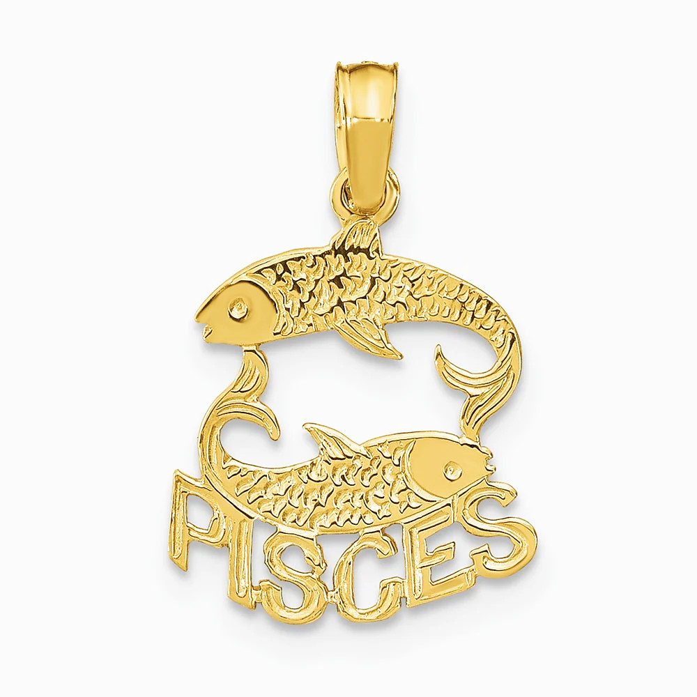 10K / 14K Yellow Gold PISCES Zodiac Charm