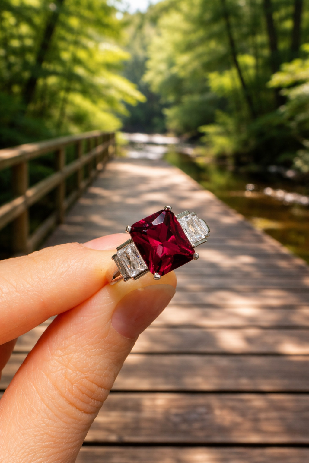 IGL Certified 4.06 Ct Natural Ruby & Diamond Wedding Gift Ring 14K White Gold 7
