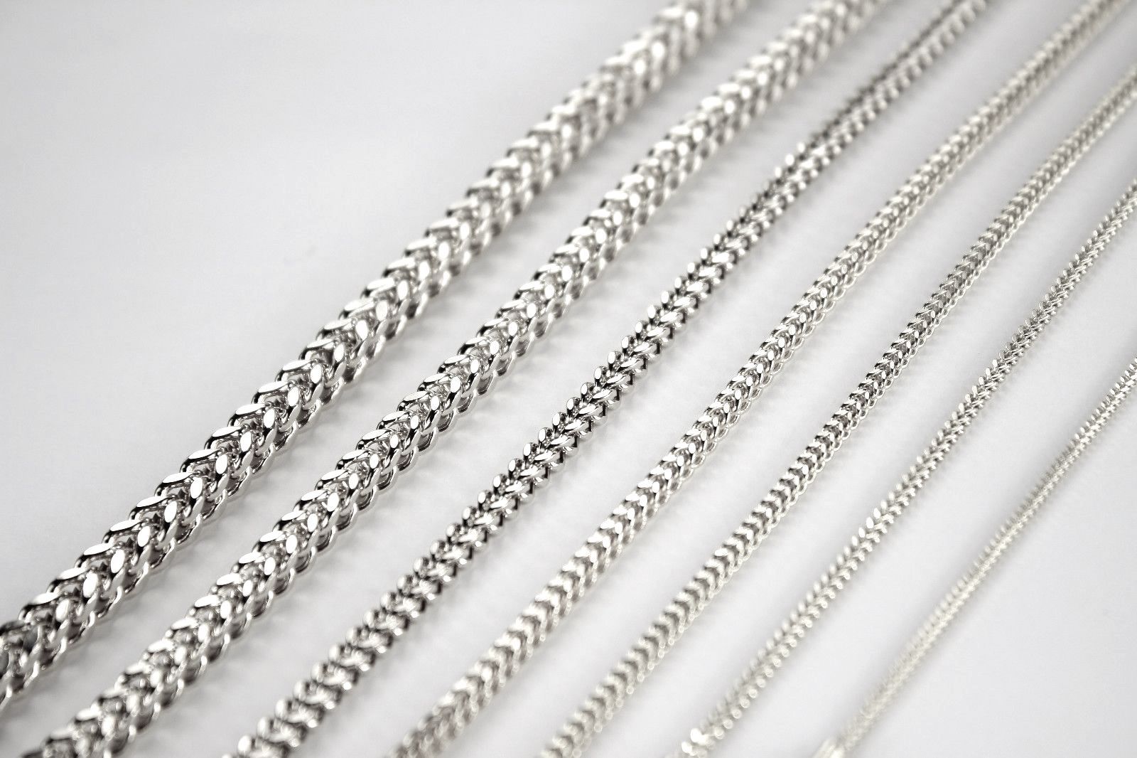 14K White Gold Hollow Franco Necklace Chain Box Link Men Women 2mm~3.5mm 16~30″