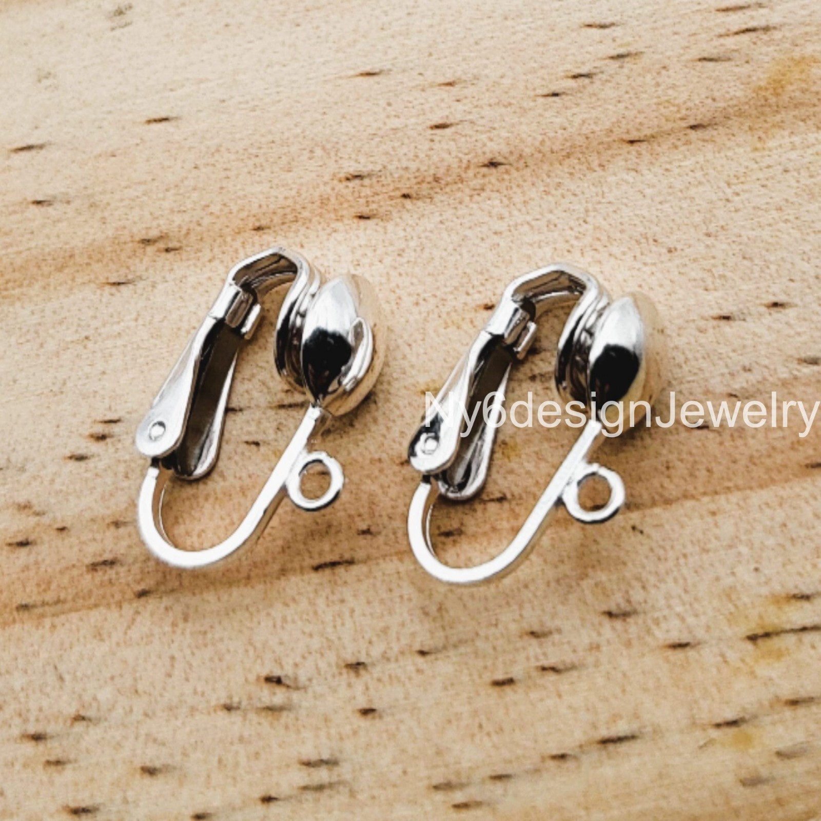 1 Pair Sterling Silver Clip-On Earring Findings – Non-Pierced Ear Clips for DIY