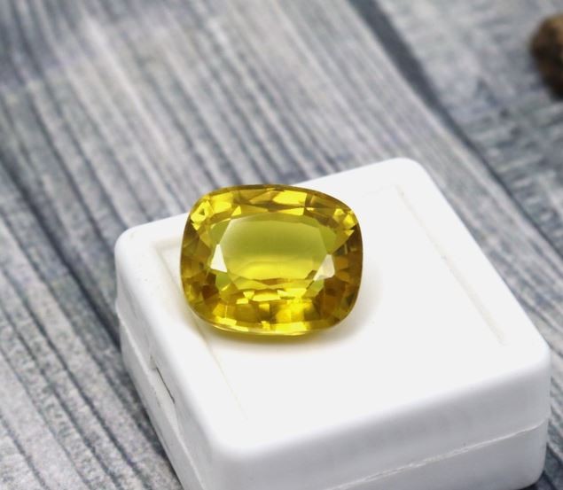 Yellow Sapphire 16Ct Cushion Cut Certified Pukhraj Loose Gemstone | 15x12x6mm