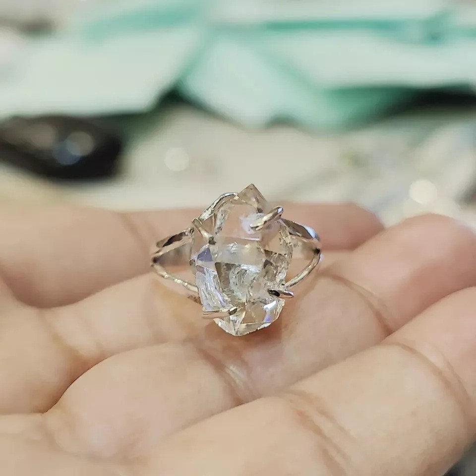 Natural Herkimer Diamond Ring, 925 Sterling Silver Jewelry, Gift For Women’s