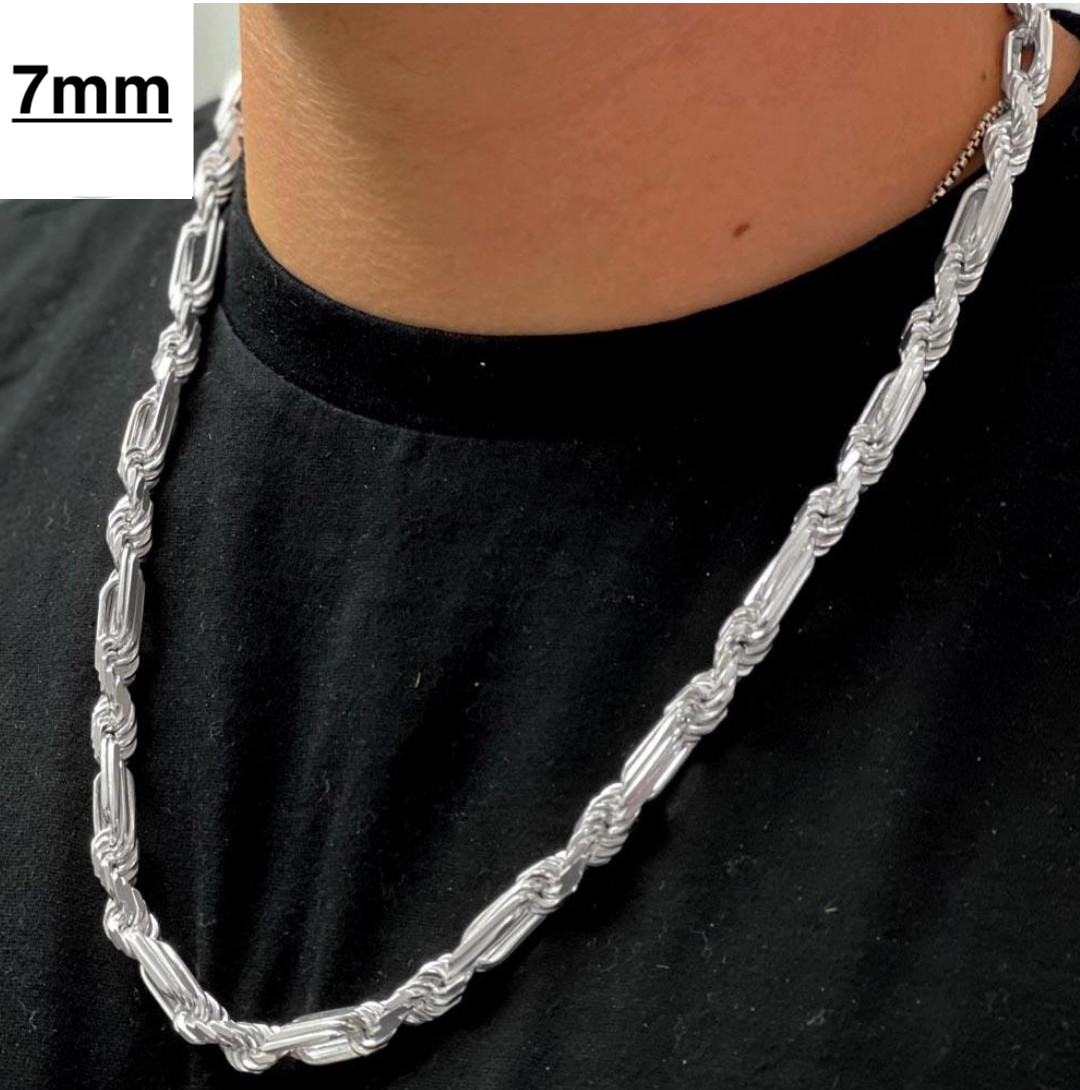 FigaRope Milano Chain Real Solid 925 Sterling Silver Necklace Or Bracelet 5-9mm