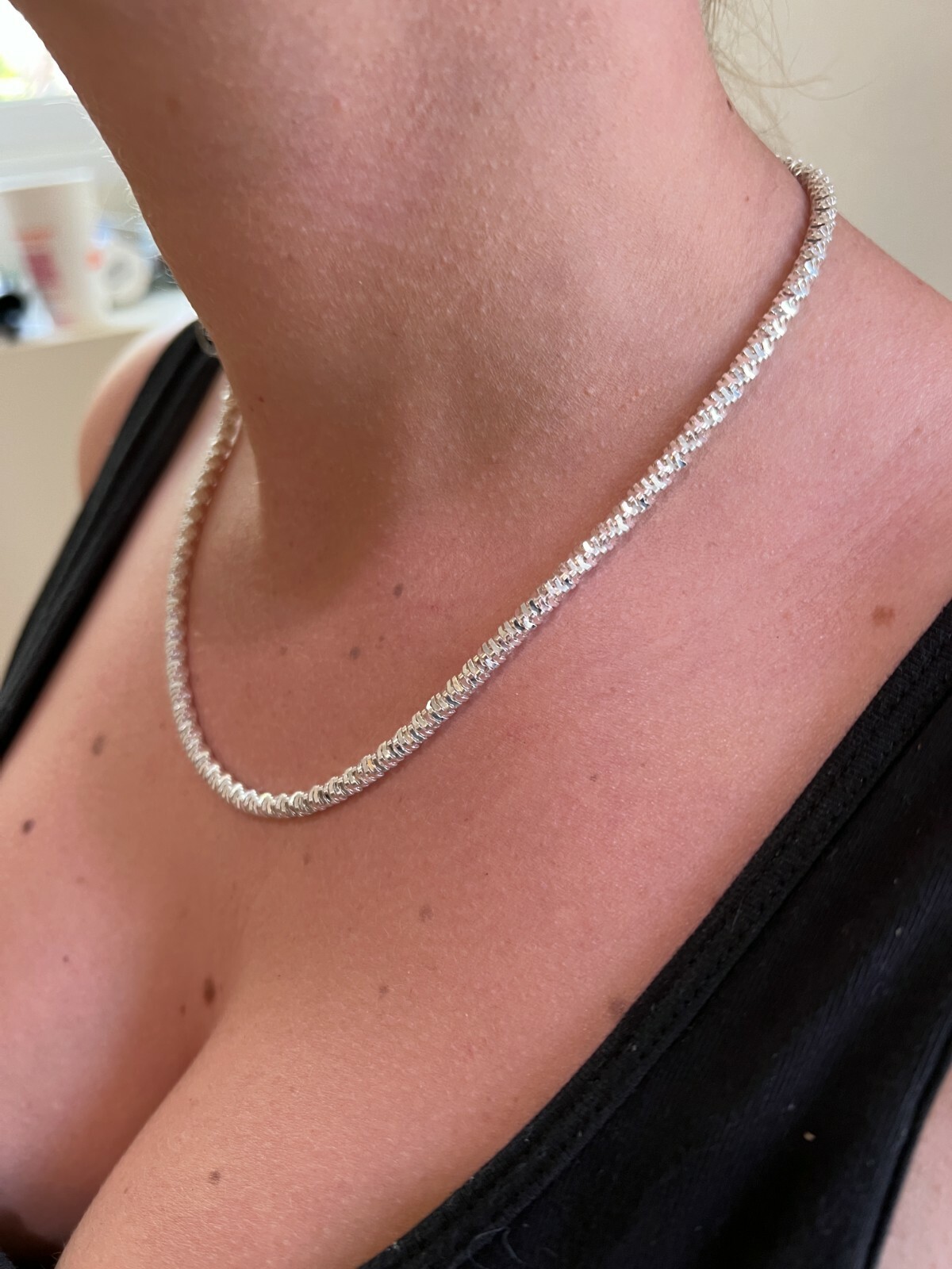 Real 925 Sterling Silver Diamond Cut Sparkle Ice Rope Chain Necklace 4mm 16-30″