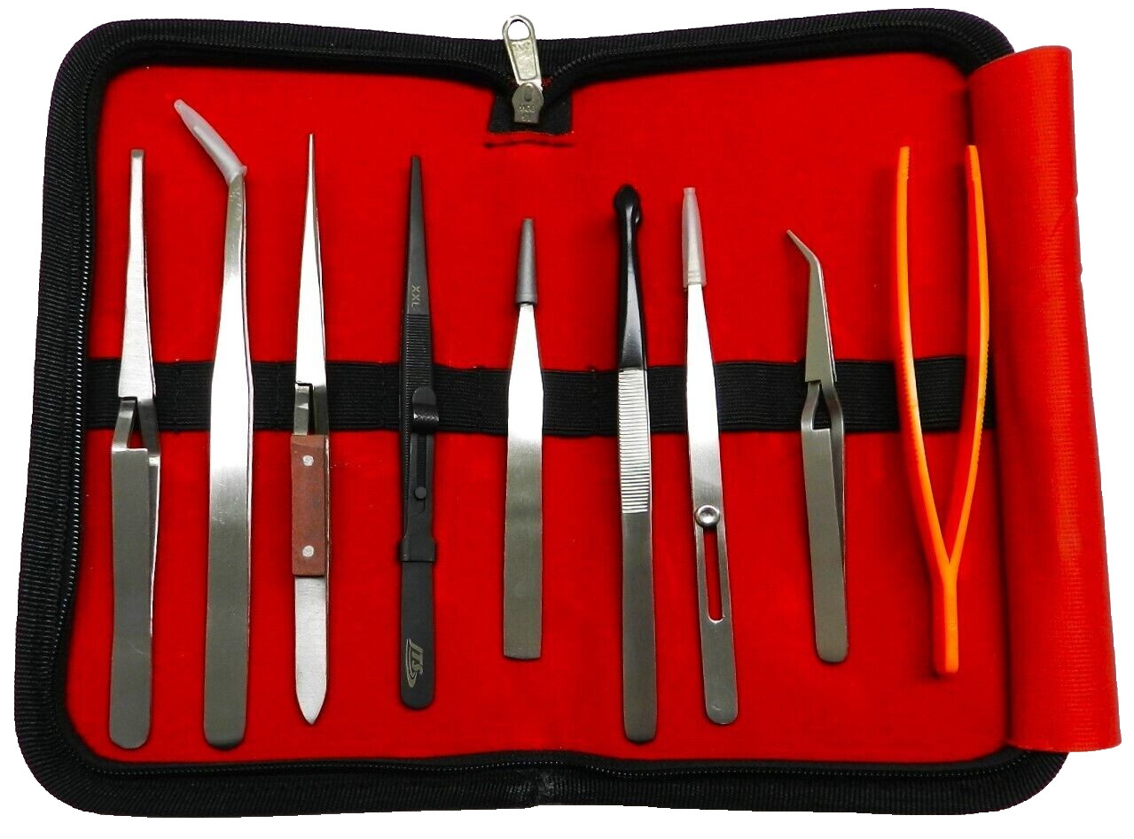 9-pc Set Tweezers Assorted Shapes Jewelry Making Hobby Crafts Tools Assortment