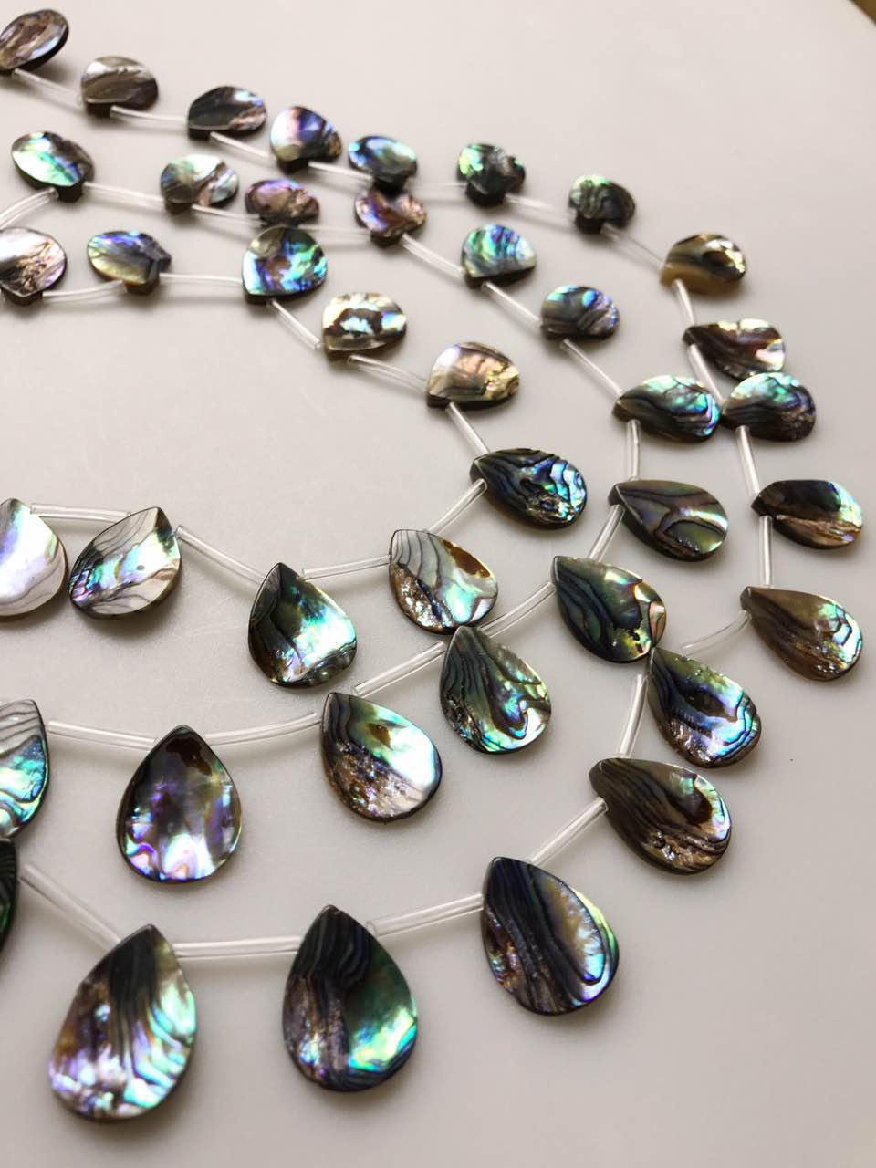 Natural Abalone Teardrop Shape Beads 15x20mm 15.5″ Strand