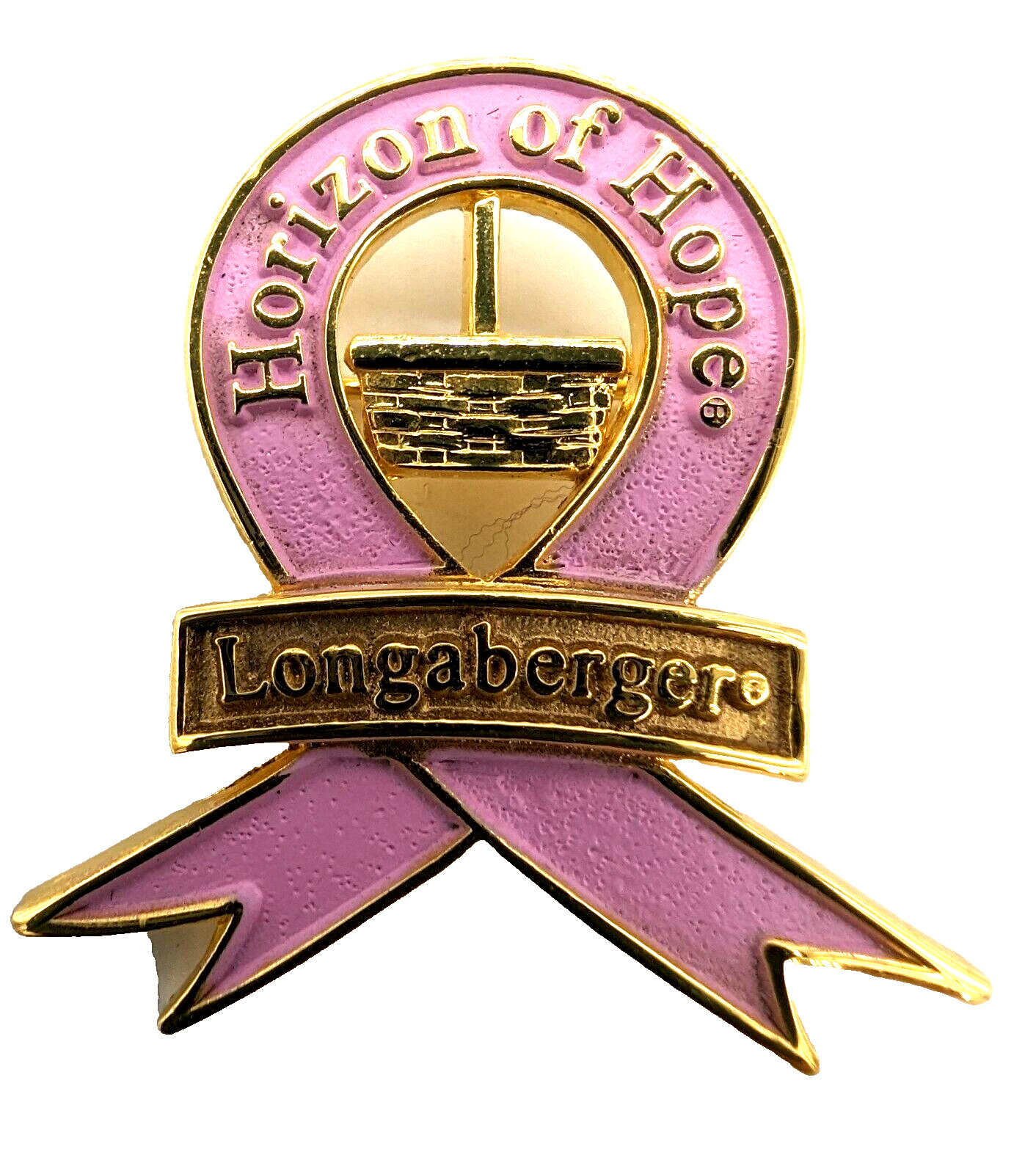 Longaberger Horizon of Hope Lapel Pin Basket Pink Ribbon Breast Cancer Awareness