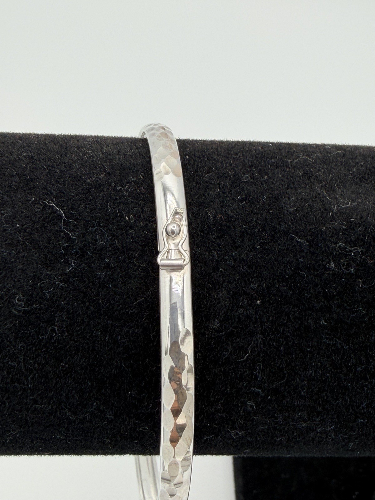 925 Sterling Silver Hammered Textured Bangle Bracelet 4.2mm 4g New
