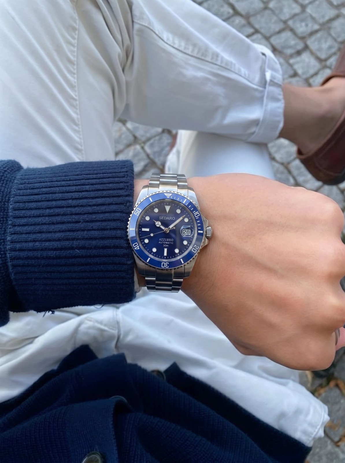 SEDARO Diver Watch NH35 Automatic Blue Dial Sapphire Crystal Steel 41mm