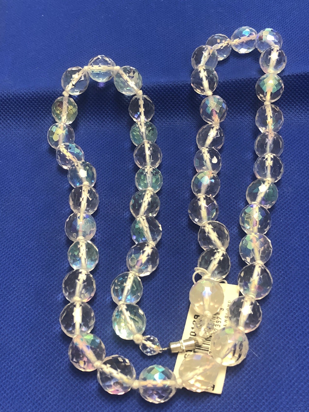 RICHELIEU VTG TWO SINGLE STRANDS AURORA BOREALIS BEADS NECKLACES 32″ & 16″ LONG