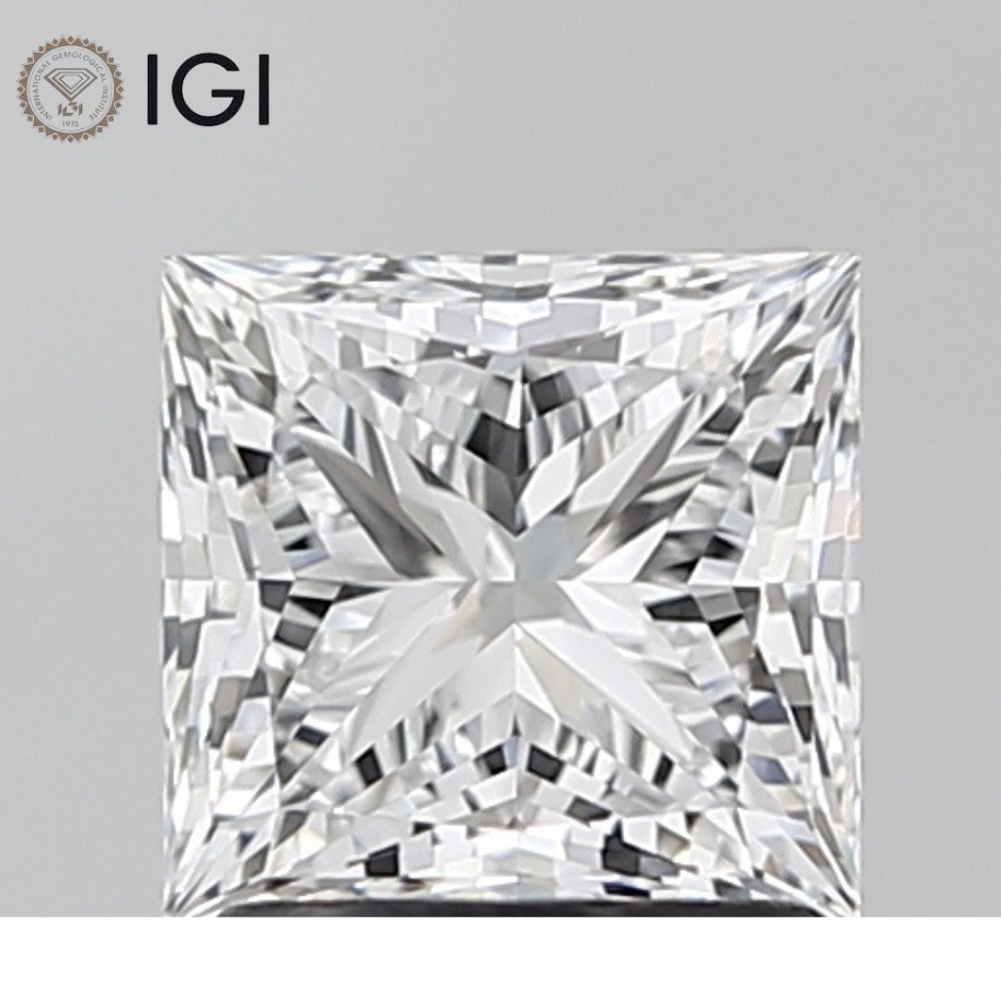 2.97 Ct Princess Cut IGI Certified Lab Grown CVD Diamond F Color VS2 Clarity