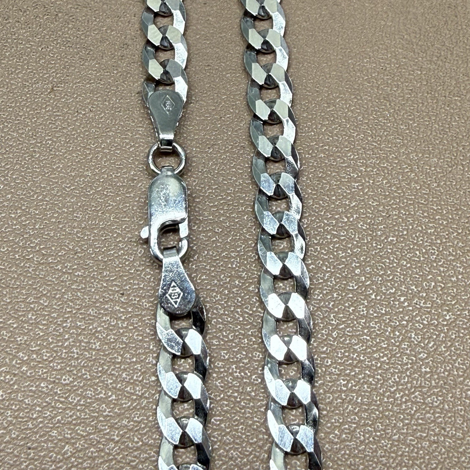 Flat CURB Diamond Cut LINK CHAIN BRACELET STERLING SILVER 925 ITALY 4.7mm 7.5”