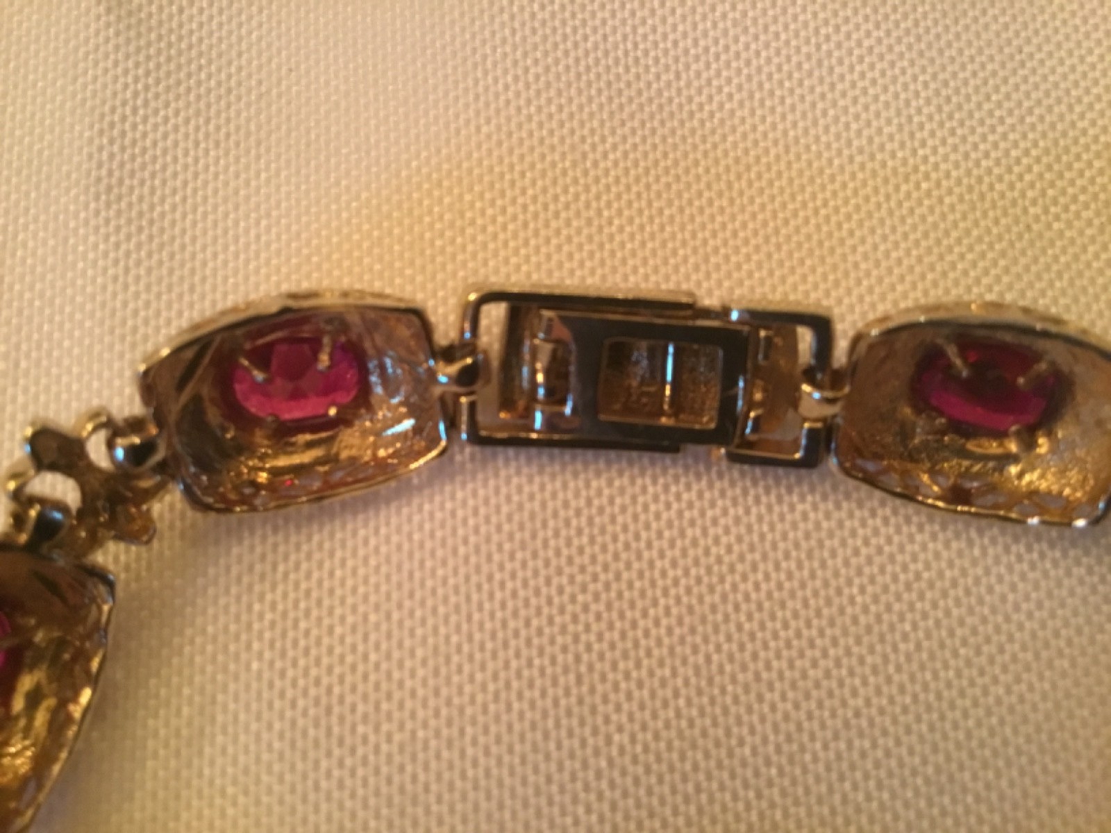 10KT Synthetic Ruby Bracelet -18.52 Grams- Adjustable Clasp- Wear or Scrap