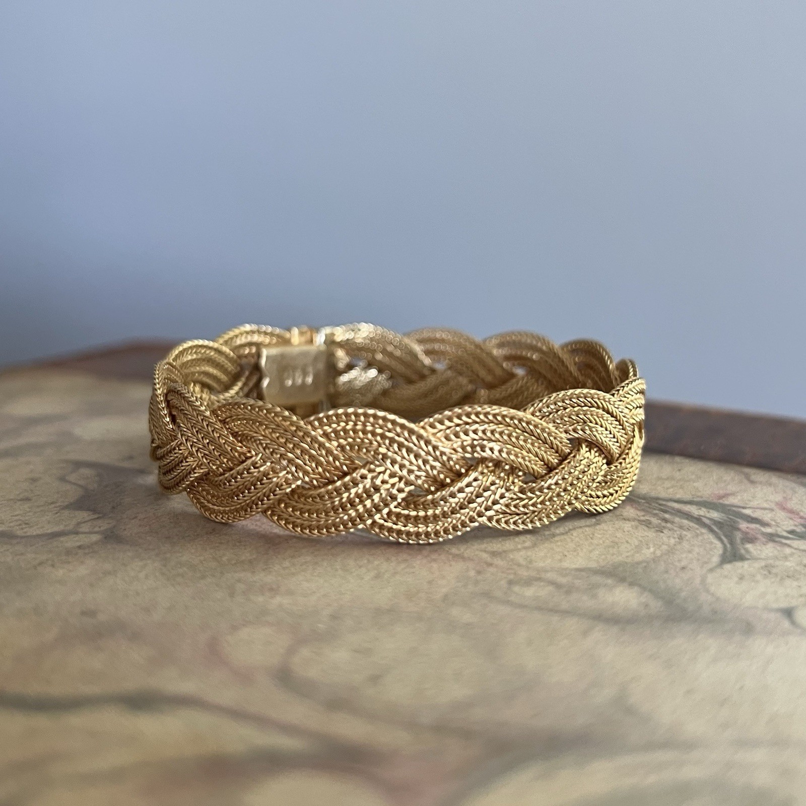 Vintage Unoaerre 18k Gold 7” Braided Mesh Bracelet 32g Made In Italy 1 AR