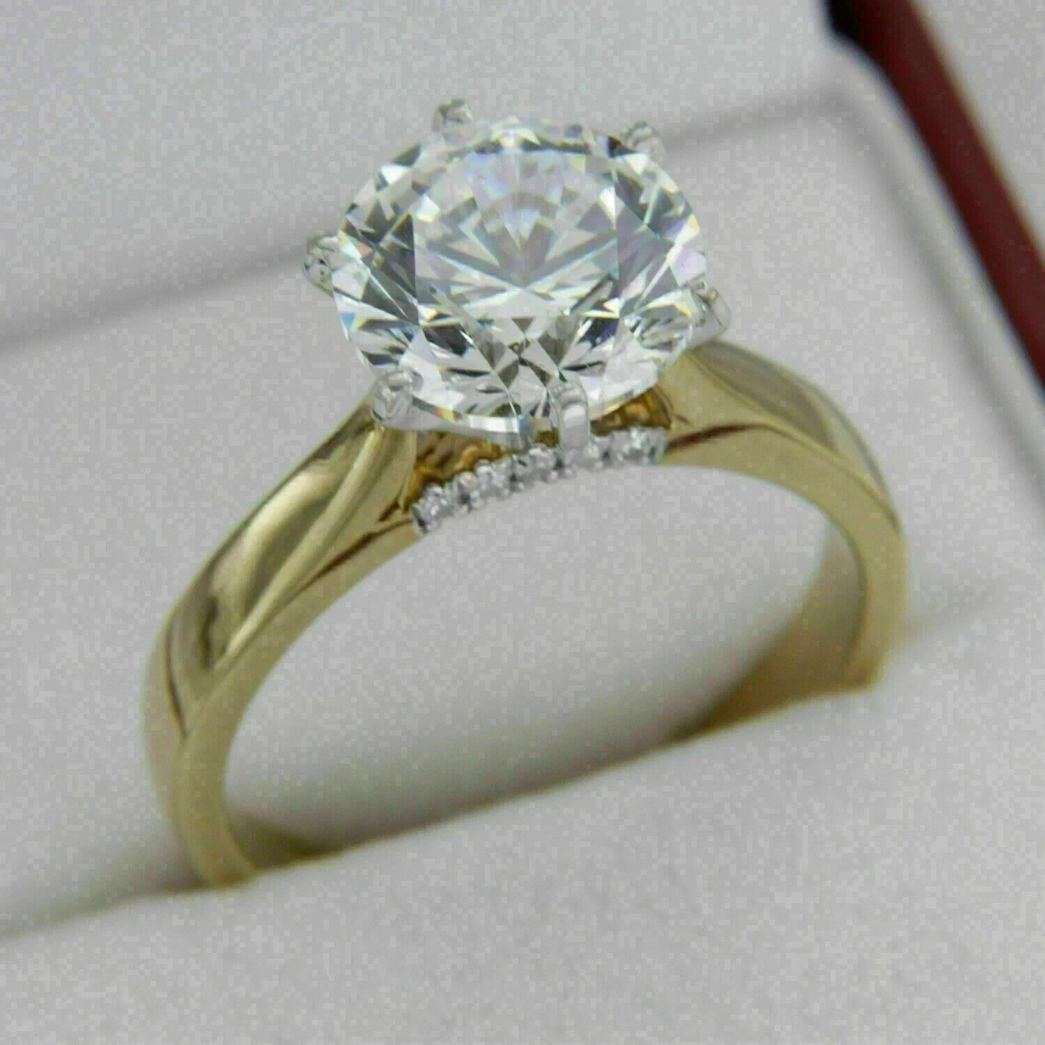 Diamond 1.50Ct Lab Created Diamond Engagement Solid Ring 14k Yellow Gold Finish