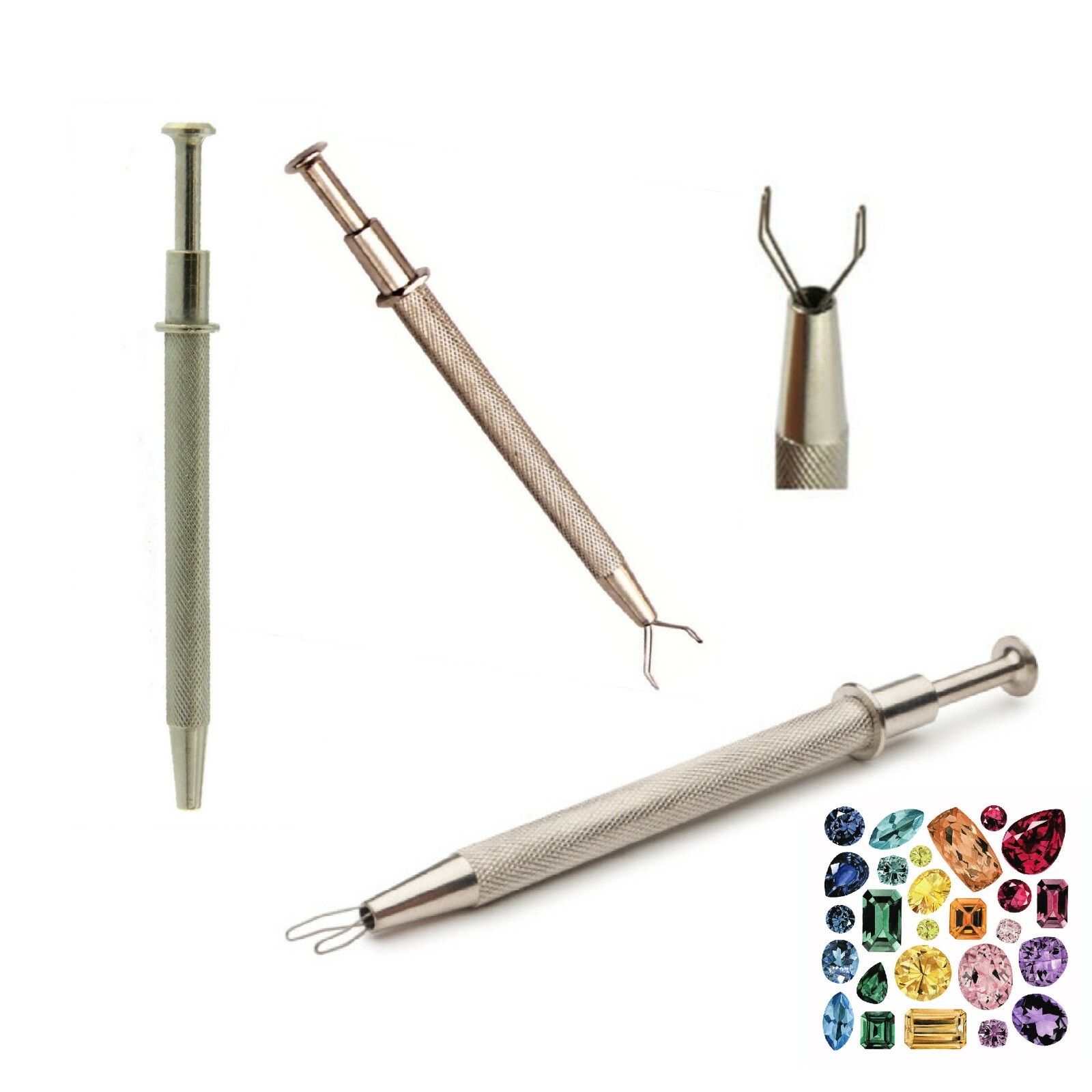 Diamond Gem stone 2 Pronged Holder Tweezer Pick up Grip Sorting Gem Display