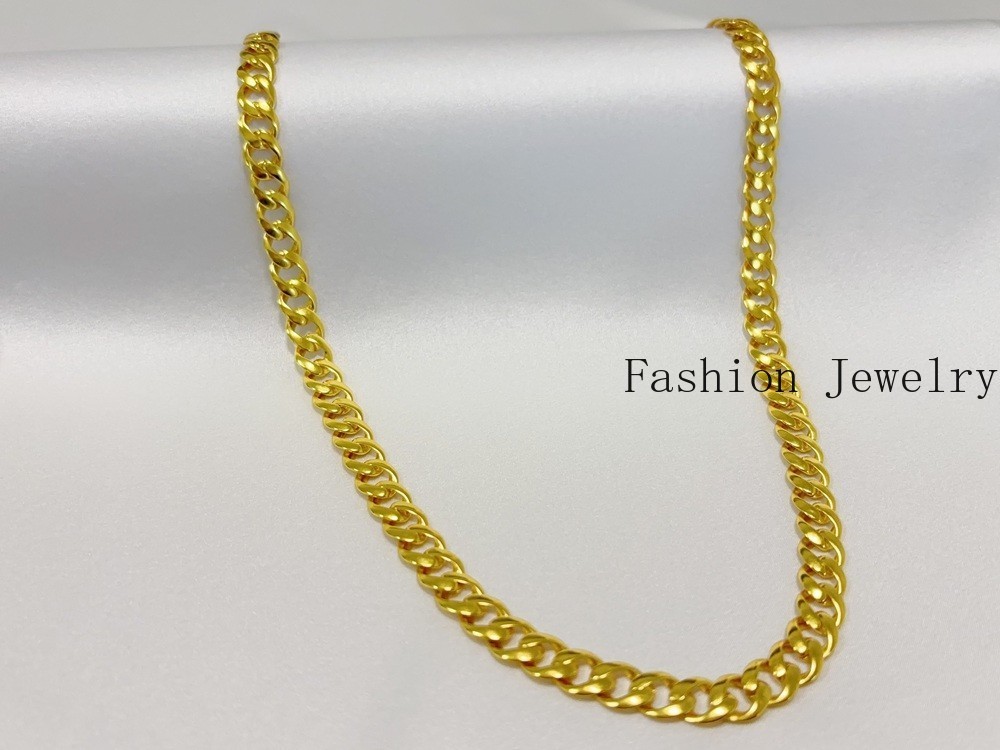 18K Solid Yellow Gold 10mm Curb Cuban Link Chain Necklace Bracelet 26″ Polished