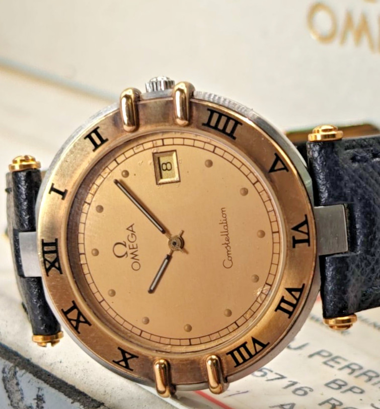 Omega Constellation Manhattan Ref 196.0360.1 18k bezel Cal 1379 Box Papers 1996