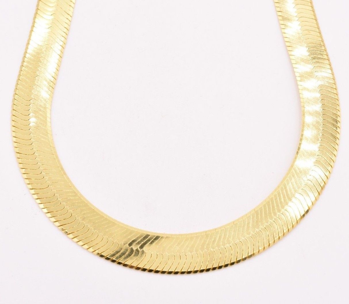 11mm Flexible Herringbone Chain Necklace 14K Yellow Gold-Plated Sterling Silver
