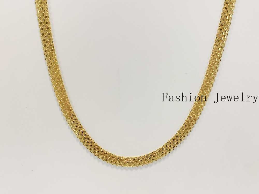 Solid 18K Yellow Gold Bohemian Multi Layer Wide Necklace Chain Gift 8mm 20inch