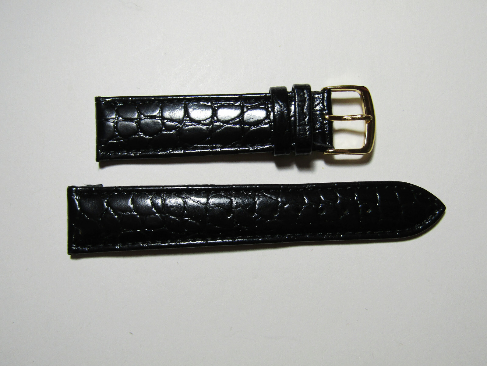 17mm Hadley-Roma Crocodile Embossed Black Leather Watch Band Strap MS717
