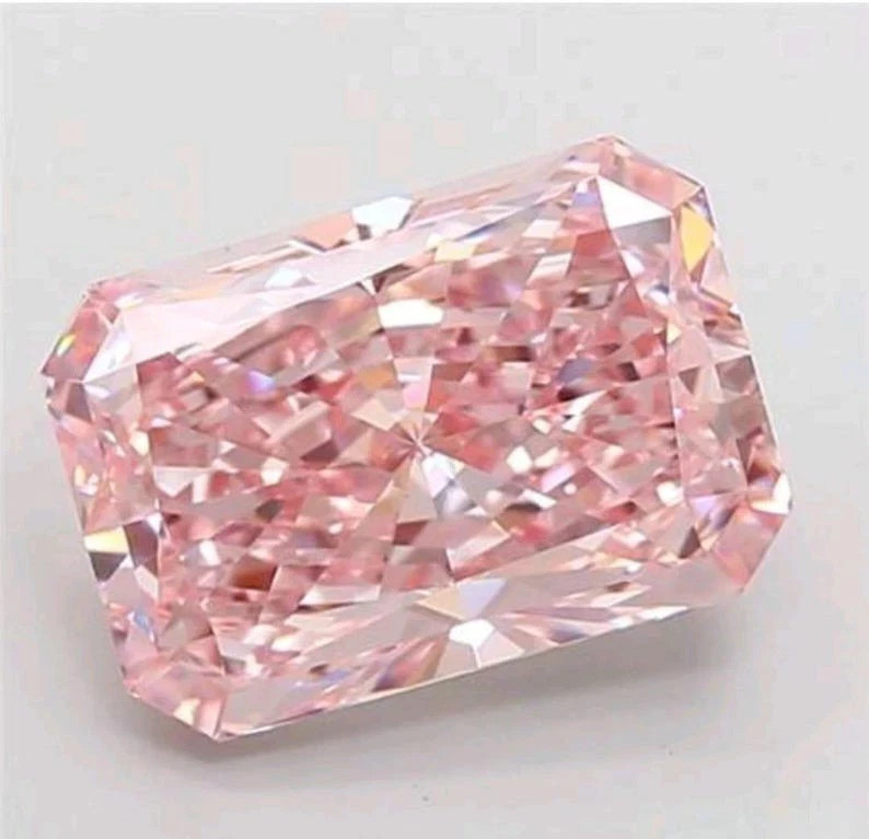 5 CT Radiant Cut Fancy pink VVS1 Lab Grown Moissanite Diamond Gemstone 9x12MM