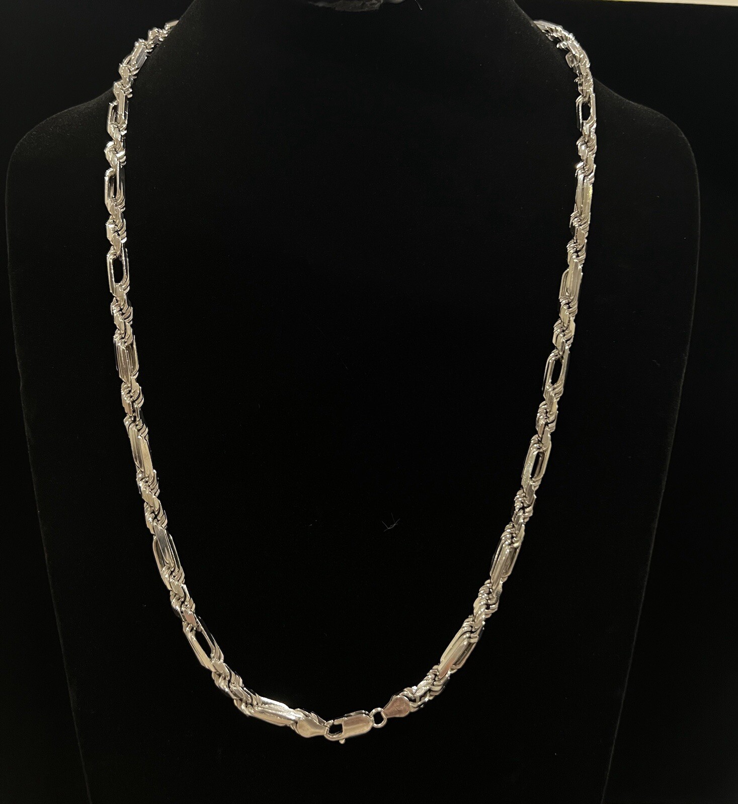 925 Silver 6mm Fiagope 26¨ Chain Rhodium Plated Mens Womens Necklace real silver