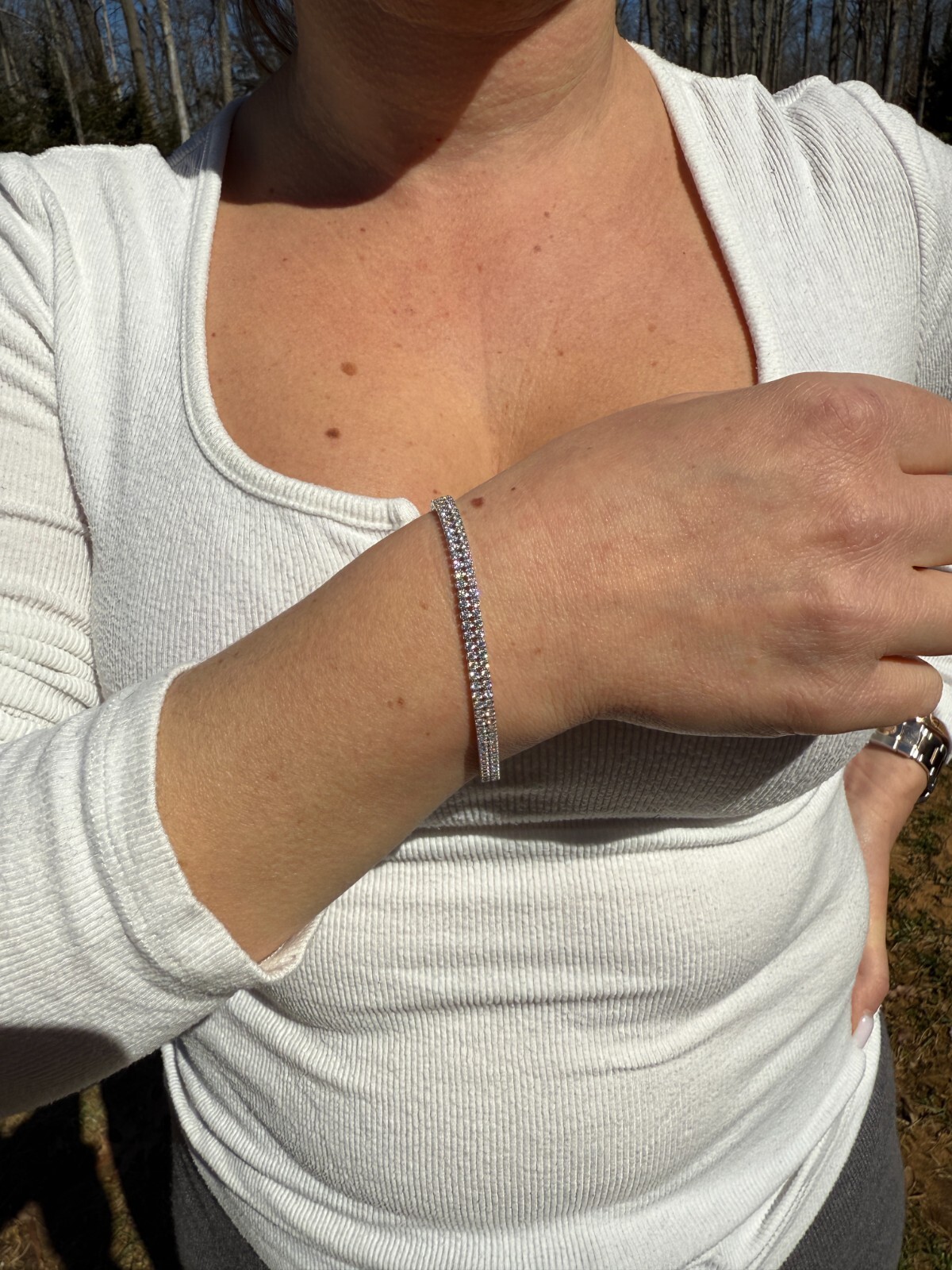 Real 925 Sterling Silver Micro Two Row 4.5mm Tennis Bracelet CZ 6-8″ Iced