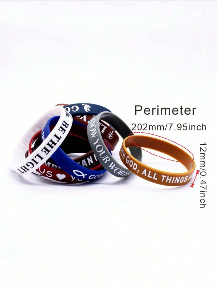 Random Christian Bible Verse Silicone Wristbands Faith Jesus Rubber Bracelet Lot