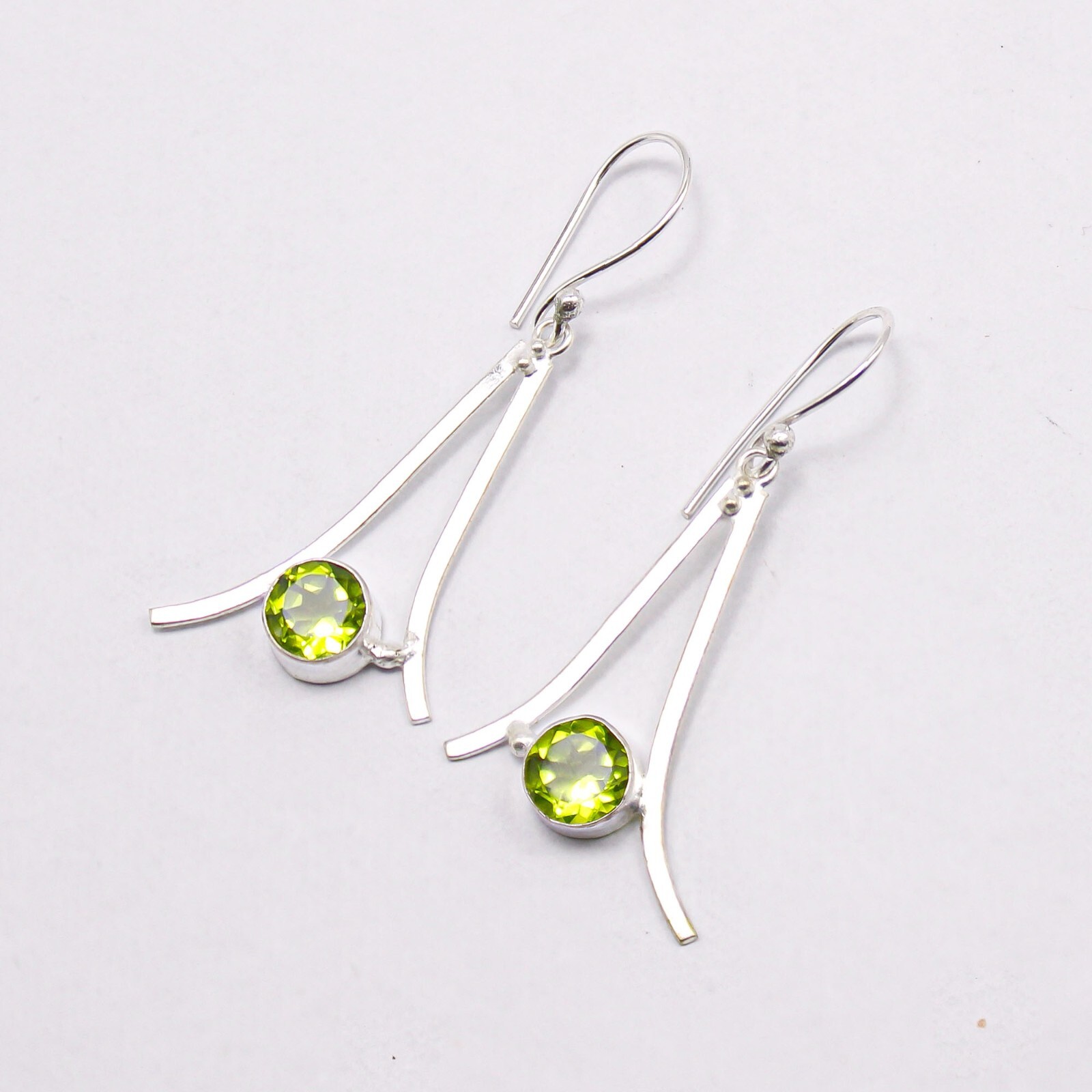 Peridot Gemstone Earrings 925 Silver Handcrafted Unique Jewelry Birthday Gift