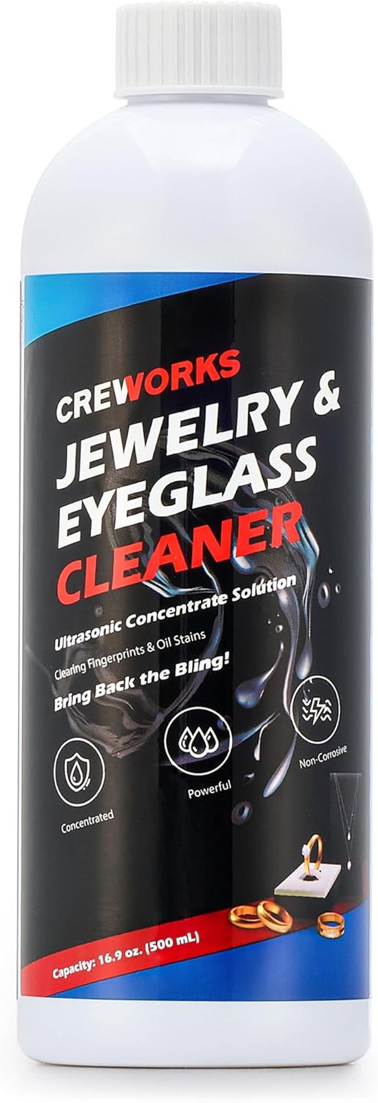 17 Fl Oz Jewelry Cleaner Solution, 1:40 Extra Concentrated Jewelry Cleaning Agen