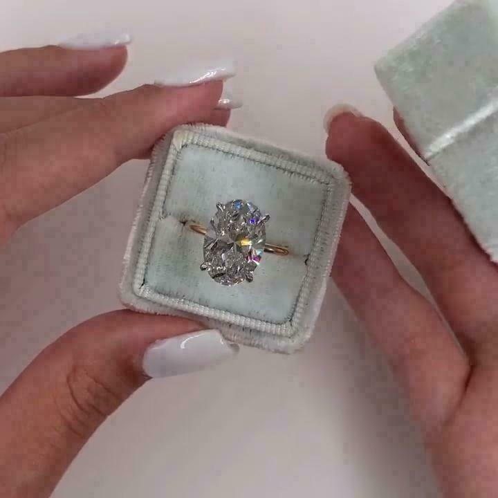 3Ct Lab Created Oval Diamond Women’s Engagement Ring 14K Yellow Gold Over