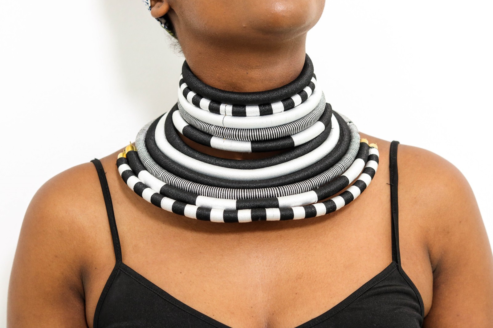 African Silk Thread Choker Necklace Handmade Tribal Statement Collar Jewelry