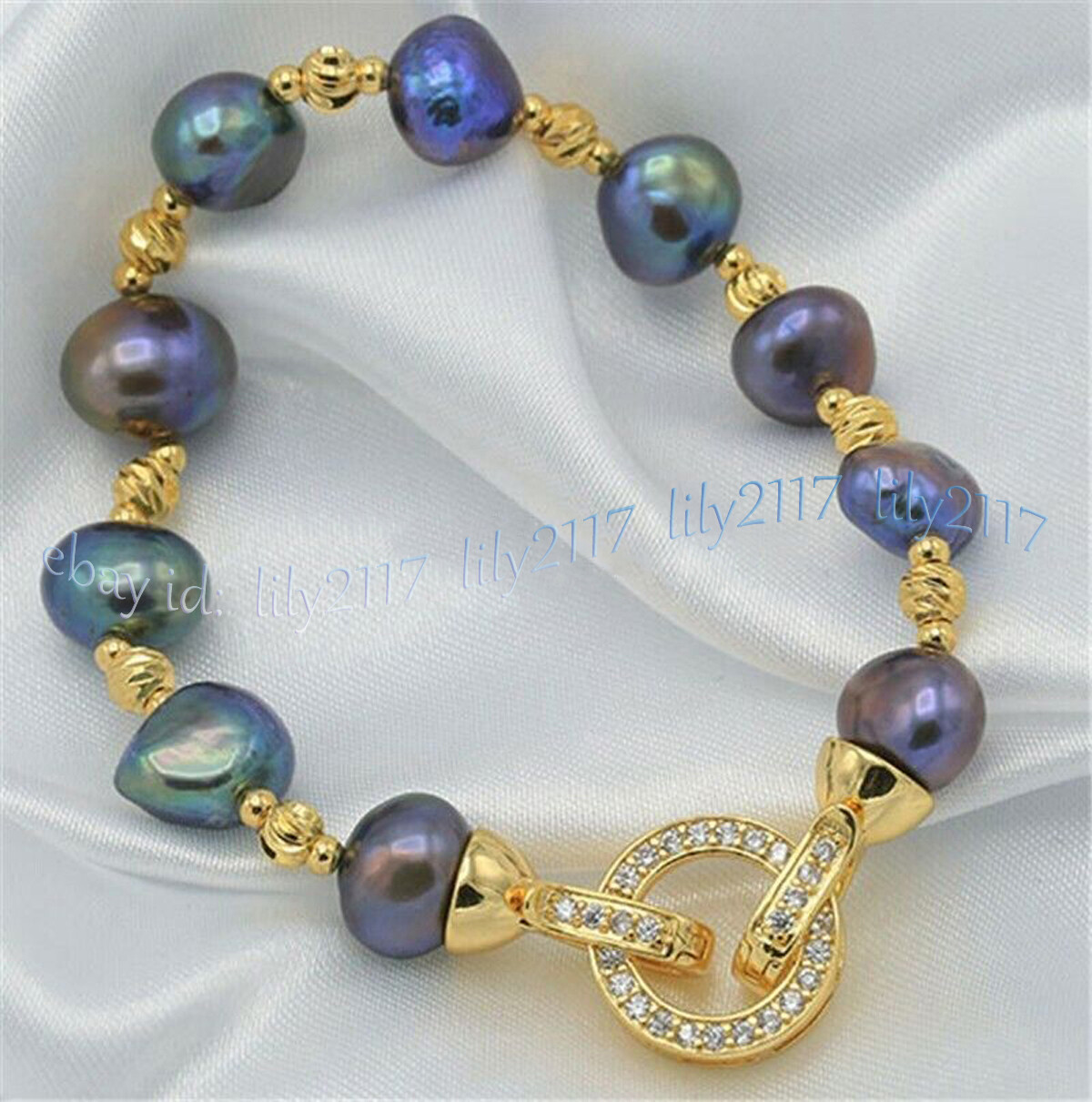 ELEGANT REAL NATURAL MULTICOLOR BAROQUE FRESHWATER CULTURED PEARL BRACELET 7.5”