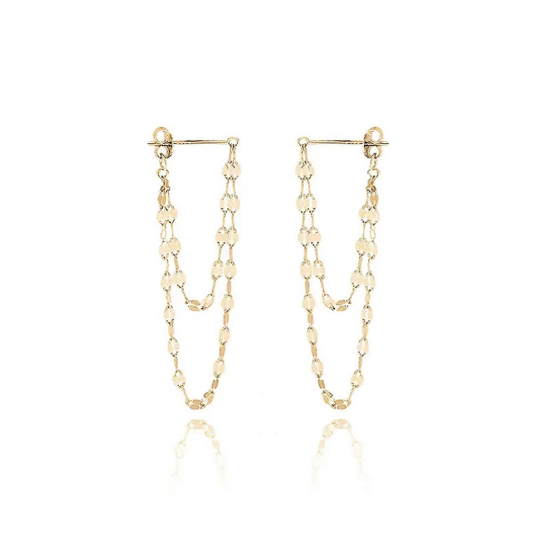 A Pair Sterling Silver Plated Tassel Dangle Drop Stud Earrings Chain Gift S6