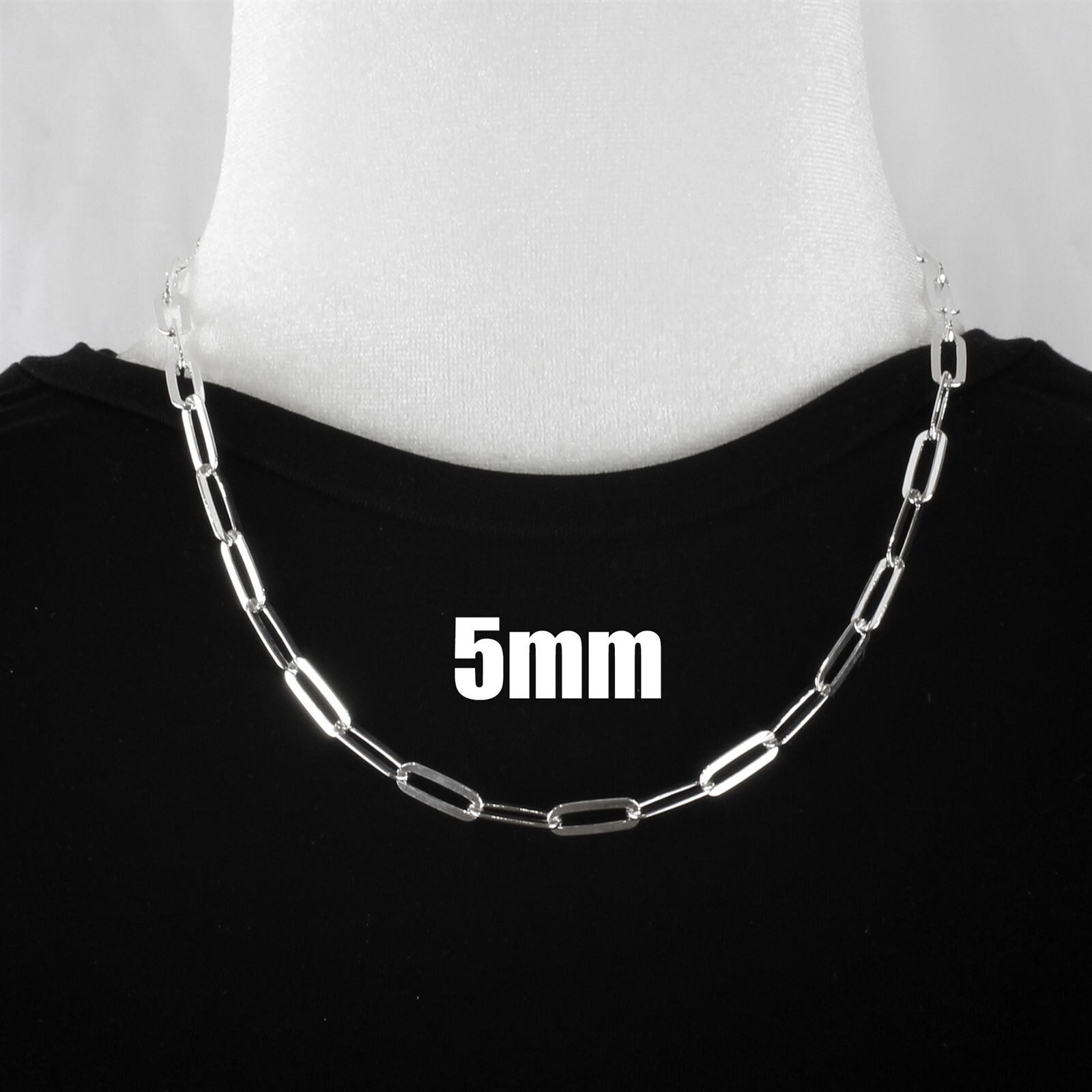Rhodium 925 Sterling Silver Chic Paper Clip Chain Necklace Guaranteed Genuine